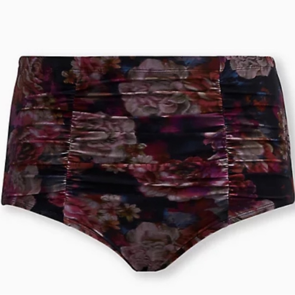 Torrid Black and Purple Bikini High-Waisted Swimwear